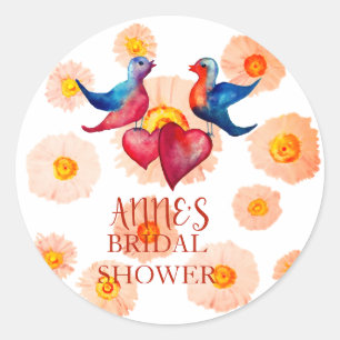 Birds Bridal Shower Classic Round Sticker