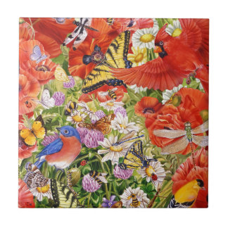 Birds, Butterflies and Bees Ceramic Tile