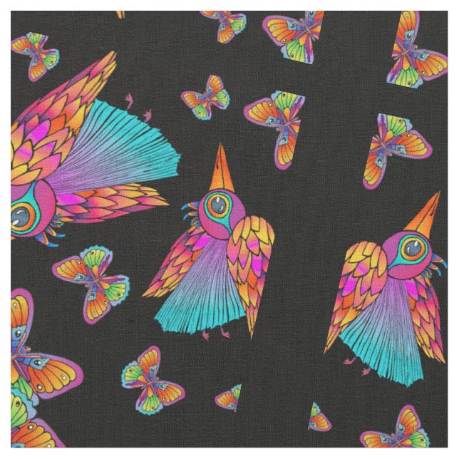 Birds & Butterflies Fabric (Close Up)