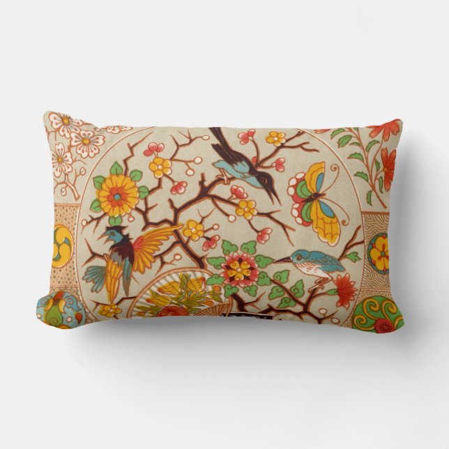 Birds & Butterflies Lumbar Pillow (Front)
