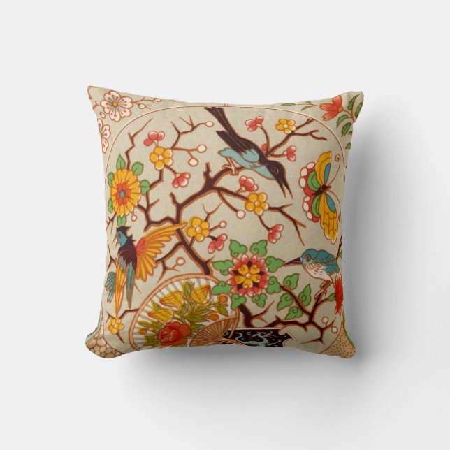 Birds & Butterflies Throw Pillow (Front)