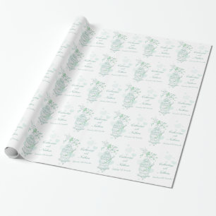 Birds cage green and white wedding custom wrap wrapping paper