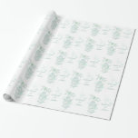 Birds cage green and white wedding custom wrap wrapping paper<br><div class="desc">Pretty wedding wrapping paper ideal for wrapping a very special gift to the newly weds or for wrapping wedding favours. Beautiful cute love bird couple line art graphic drawing of open bird cage hanging from a blossoming spring tree with hearts. Customise with bride and grooms name. Uniquely designed by Sarah...</div>