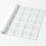 Birds cage green and white wedding custom wrap wrapping paper<br><div class="desc">Pretty wedding wrapping paper ideal for wrapping a very special gift to the newly weds or for wrapping wedding favours. Beautiful cute love bird couple line art graphic drawing of open bird cage hanging from a blossoming spring tree with hearts. Customise with bride and grooms name. Uniquely designed by Sarah...</div>