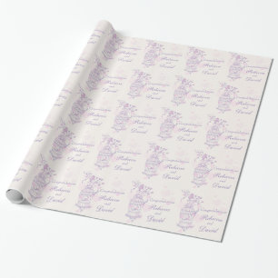 Birds cage purple pink wedding custom wrap wrapping paper