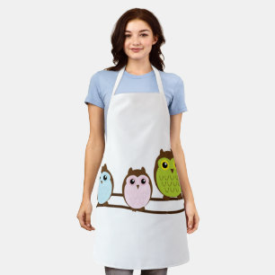 birds, cartoons, family apron