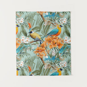 Birds Chinoiserie Mint Orange Tapestry