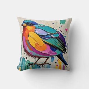 Birds colourful art abstract fat giant cute funny cushion