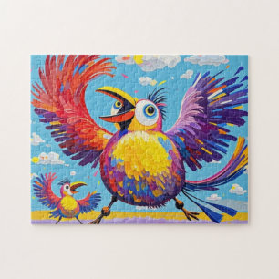 Birds colourful art abstract fat giant cute funny jigsaw puzzle