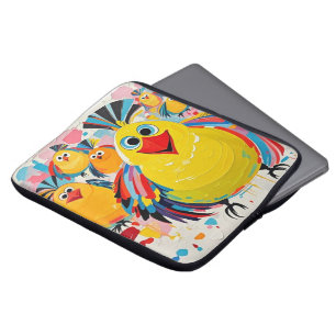 Birds colourful art abstract fat giant cute funny laptop sleeve