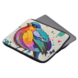 Birds colourful art abstract fat giant cute funny laptop sleeve