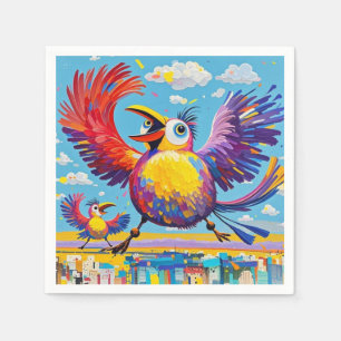 Birds colourful art abstract fat giant cute funny napkin