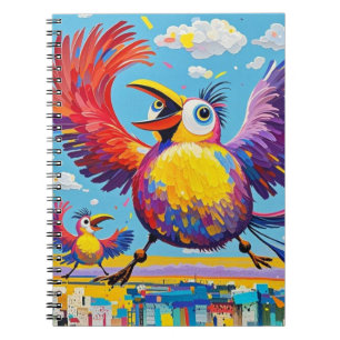 Birds colourful art abstract fat giant cute funny notebook