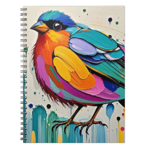 Birds colourful art abstract fat giant cute funny notebook