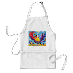 Birds colourful art abstract fat giant cute funny standard apron