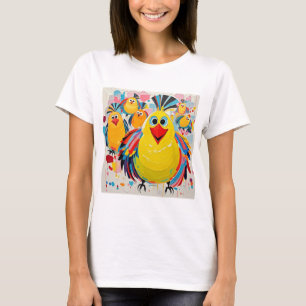 Birds colourful art abstract fat giant cute funny T-Shirt