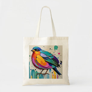 Birds colourful art abstract fat giant cute funny tote bag