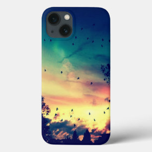 Birds colourful sky nature scenery iPhone 13 case