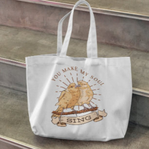 Birds Couple Illustration Tote Bag  