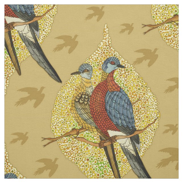 Birds Couple Vintage Fabric (Swatch)