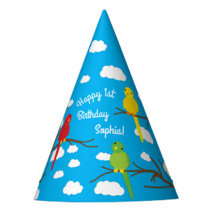 Birds Cute Colourful Spring 1st Birthday Party Hat