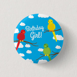 Birds Cute Colourful Spring Kid's Birthday 3 Cm Round Badge