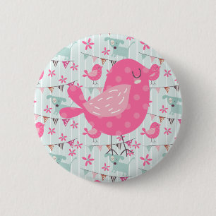 Birds, Dogs, Banners, Flowers 6 Cm Round Badge