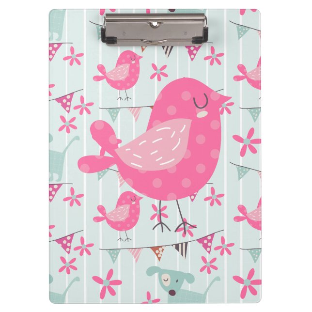 Birds, Dogs, Banners, Flowers Clipboard (Front)
