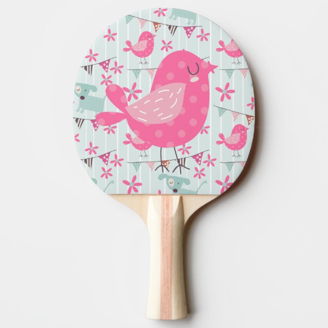 Birds, Dogs, Banners, Flowers Ping Pong Paddle (Back)
