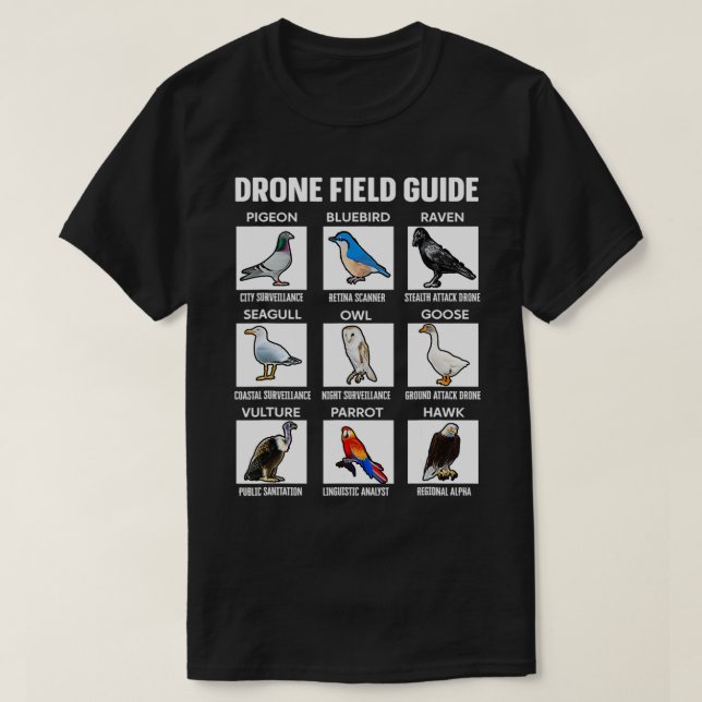 Birds Drone Field Guide They Arenu2019t funny bear T-Shirt (Design Front)