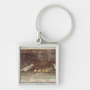 Birds eating nuts key ring