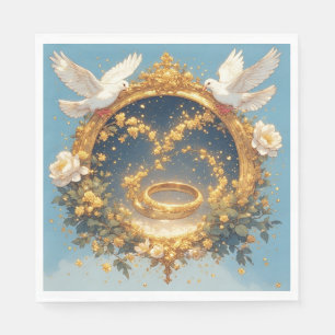 Birds Embracing in Elegant Artistic Display Napkin