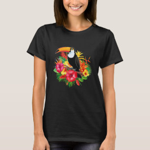 Birds Exotic Tropical Flowers Summer Animal Toucan T-Shirt