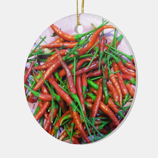 Bird's Eye Chilli Peppers Ceramic Ornament (Left)