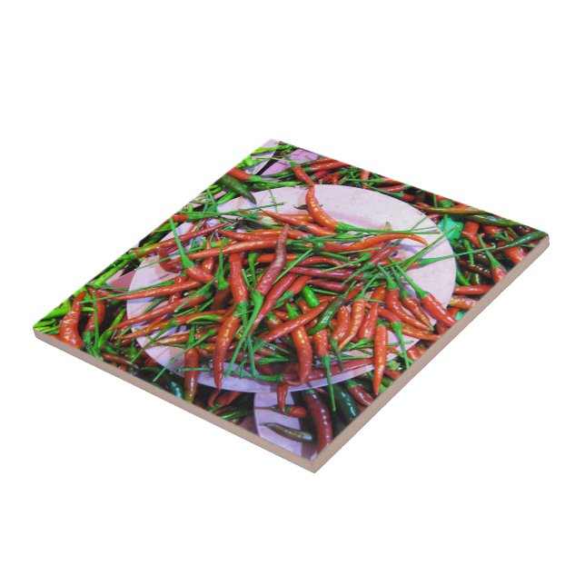 Bird's Eye Chilli Peppers Ceramic Tile (Side)