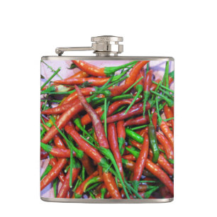 Bird's Eye Chilli Peppers Hip Flask