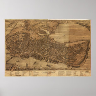 Bird's Eye of Portland, Maine 1876 Poster