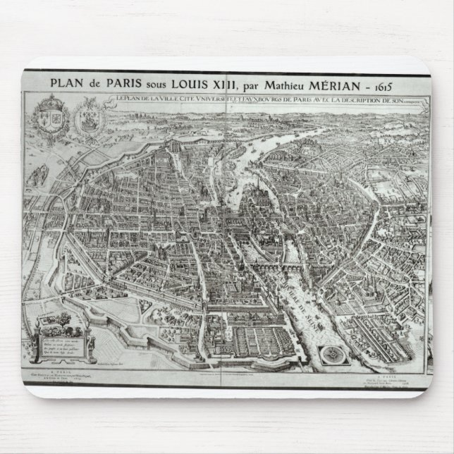 Bird's Eye Plan of Paris, 1615 Mouse Pad (Front)
