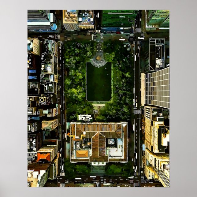 Birds Eye View Bryant Park Manhattan NYC Poster (Front)
