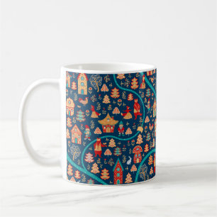Bird's eye view. Houses,forest,dwarves,bears,foxes Coffee Mug