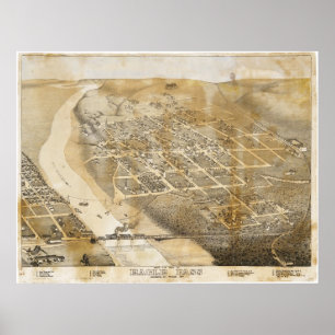 Bird's Eye View Map of Eagle Pass Texas in 1887 Poster