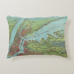 Birds Eye View Map Of New York And Vicinity Decorative Cushion