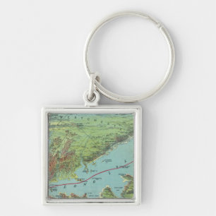 Birds Eye View Map Of New York And Vicinity Key Ring