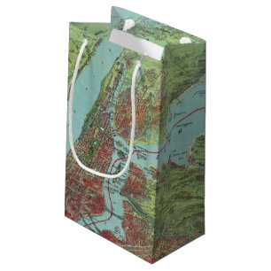 Birds Eye View Map Of New York And Vicinity Small Gift Bag