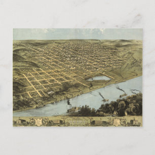 Bird's Eye View Map of Omaha Nebraska (1868) Postcard