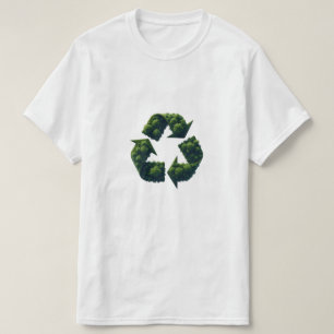 Bird's-Eye View of a Forest Shaped Like a Recyclin T-Shirt