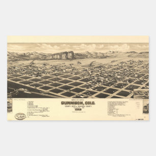 Bird's eye view of Gunnison Colorado (1882) Rectangular Sticker