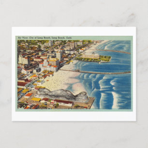 Bird's-Eye View of Long Beach, California, Vintage Postcard