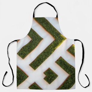 Bird's eye view of maze garden apron