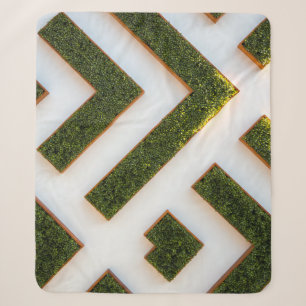 Bird's eye view of maze garden sherpa blanket